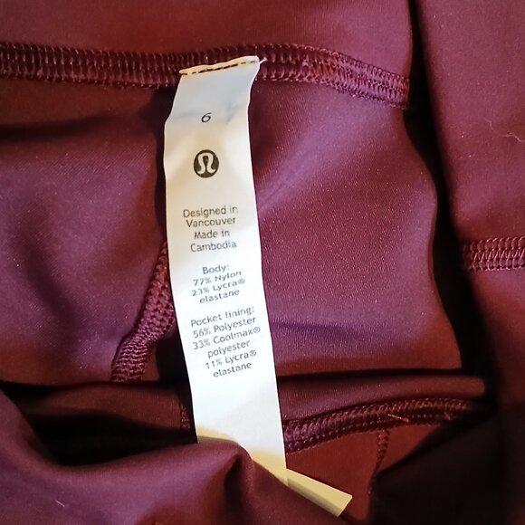 Size 6 Burgundy Wunder Under Lululemon Leggings - Picture 4 of 4